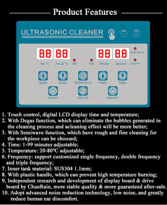 CR-010S 2L 60W Professional Desktop Digital Ultrasonic Cleaner con riscaldatore e Degas e Semiwave per laboratorio dentale